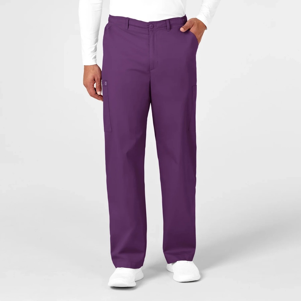 WonderWink Drawstring Mens Scrub Cargo Pants Deep Purple‎ (eggplant) Large Short